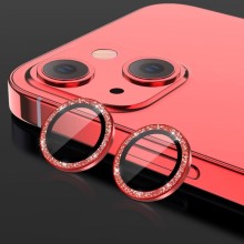 Защитное стекло Metal Sparkles на камеру (в упак.) для Apple iPhone 15 (6.1") / 15 Plus (6.7") – Красный