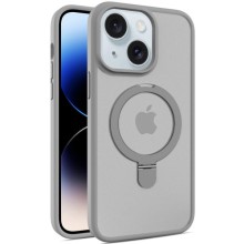 TPU+PC чохол Metal Buttons with MagSafe Colorful HQ Ring для Apple iPhone 15 (6.1") – Grey