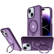 TPU+PC чохол Metal Buttons with MagSafe Colorful HQ Ring для Apple iPhone 15 (6.1") – Purple