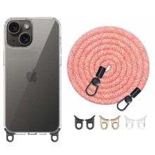 Чохол TPU Transparent with Straps для Apple iPhone 15 (6.1") (Red)