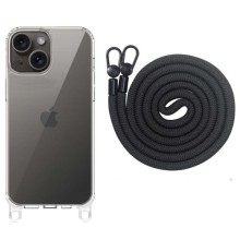 Чехол TPU Transparent with Straps для Apple iPhone 15 (6.1") – Black