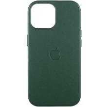 Кожаный чехол Leather Case (AAA) with MagSafe and Animation для Apple iPhone 15 (6.1") – Зеленый