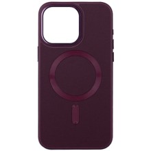 Кожаный чехол Bonbon Leather Metal Style with MagSafe для Apple iPhone 15 (6.1") – Бордовый