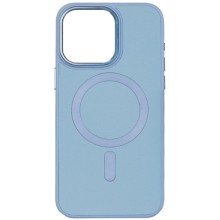 Кожаный чехол Bonbon Leather Metal Style with MagSafe для Apple iPhone 15 (6.1") – Голубой
