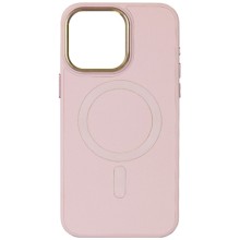 Кожаный чехол Bonbon Leather Metal Style with MagSafe для Apple iPhone 15 (6.1") – Розовый