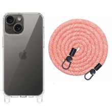 Чехол TPU Transparent with Straps для Apple iPhone 15 (6.1") – Красный