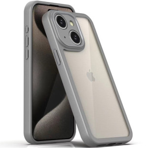 TPU чехол Transparent + Colour 1,5mm для Apple iPhone 15 (6.1") (Серый)
