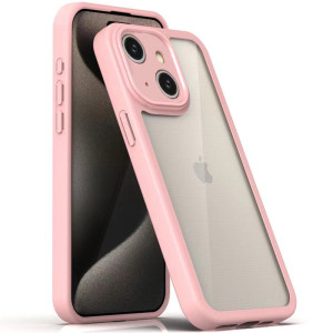 TPU чехол Transparent + Colour 1,5mm для Apple iPhone 15 (6.1") (Розовый)