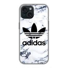 Чехлы Адидас для iPhone 15 (AlphaPrint) – Адидас на мраморе