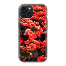 Чехлы с Цветами для iPhone 15 (VPrint) – Цветы красные