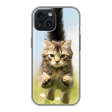 Чехлы с Котиками для iPhone 15 (VPrint) – Прыжок кота