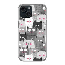 Чехлы с Котиками для iPhone 15 (VPrint) – Рисованные котики