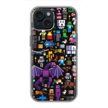 Чехол майнкрафт для iPhone 15 (Все персонажи)