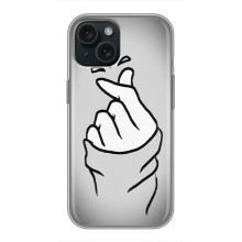 Чехол с принтом для iPhone 15 (AlphaPrint - Знак сердечка) – Значок Love