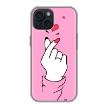 Чехол с принтом для iPhone 15 (AlphaPrint - Знак сердечка) – Знак Love