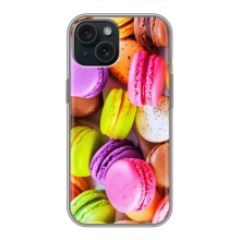 Чехол с изображением  вкусной еды для iPhone 15 (Макаруны)