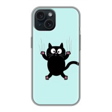 Чехол с принтом для iPhone 15 (AlphaPrint) Модные коты (Падающий кот)