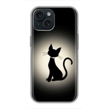 Чехол с принтом для iPhone 15 (AlphaPrint) Модные коты (Силуэт котика)