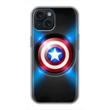 Чехол с Щитом Капитана Америки на iPhone 15 (Яркий Щит Капитана)