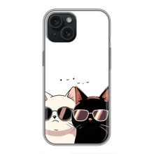 Чехол с рисунком кот на iPhone 15 (Коты в очках)