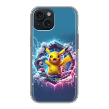 Чехол с Пикачу на iPhone 15 (Лого Пикачу)