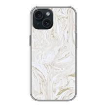 Мраморный чехол на iPhone 15 (VPrint) – Белый мрамор