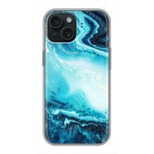 Мраморный чехол на iPhone 15 (VPrint) – Голубой мрамор