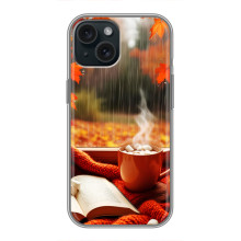 Чехол с уникальным дизайном «Осень с кофе» для iPhone 15 – Кофе и дождь