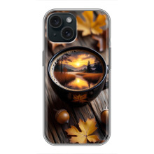 Чехол с уникальным дизайном «Осень с кофе» для iPhone 15 – Тёмный кофе