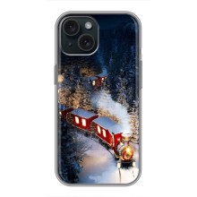 Силиконовый бампер на рождество для iPhone 15 (Поезд)