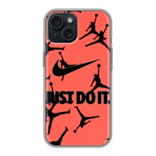 Силиконовый Чехол Nike Air Jordan на Айфон 15 (Just Do It)