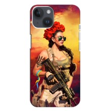 ЗСУ Чохли (TPU) для iPhone 15 (Жінка солдат)