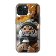 Печатный чехол «Зверята с кофе» для iPhone 15 – Тигр с кофе