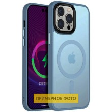 TPU+PC чохол Metal Buttons with MagSafe Colorful для Apple iPhone 16 Plus (6.7") – Блакитний