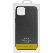 Кожаный чехол Leather Case (AAA) with MagSafe and Animation для Apple iPhone 16 Plus (6.7") – Черный
