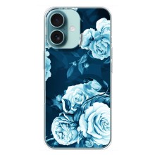 Чехлы (ART) Цветы на iPhone 16 Plus (VPrint) (Голубые Бутоны)