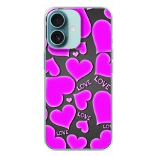 Чехлы для любимой на Айфон 16 Плюс (VPrint) (Pink hearts)