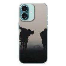 Чехлы на военную тематику для iPhone 16 Plus – Бой солдат