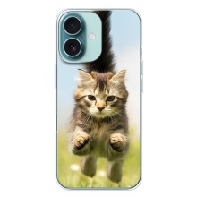 Чехлы с Котиками для iPhone 16 Plus (VPrint) (Прыжок кота)