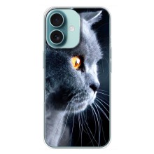 Чехлы с Котиками для iPhone 16 Plus (VPrint) (Серый Кот)