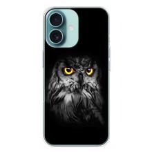 Чохли з принтом СОВИ для iPhone 16 Plus – Сова на чорному