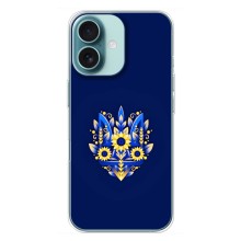 Чехлы для iPhone 16 Plus  Укр. Символика (AlphaPrint) (Цветочный Герб)