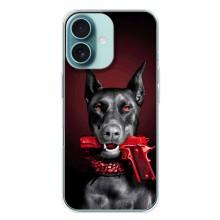 Чехол ДОБЕРМАН для iPhone 16 Plus – Доберман злой