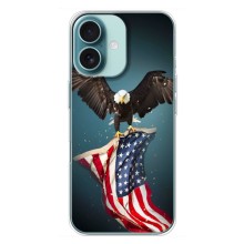 Чехол Флаг USA для iPhone 16 Plus (Орел и флаг)