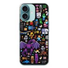 Чехол майнкрафт для iPhone 16 Plus – Все персонажи