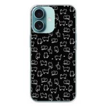 Чохол на тематику: Коти для iPhone 16 Plus – Котики на чорному