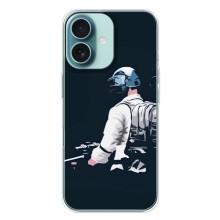 Силиконовый чехол с картинкой "Герой Pubg" на iPhone 16 Plus – В экиперовке