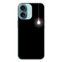 Чехол с картинками на черном фоне для iPhone 16 Plus – Лампочка