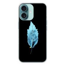 Чехол с картинками на черном фоне для iPhone 16 Plus – Листочек