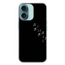 Чехол с картинками на черном фоне для iPhone 16 Plus – Ноты